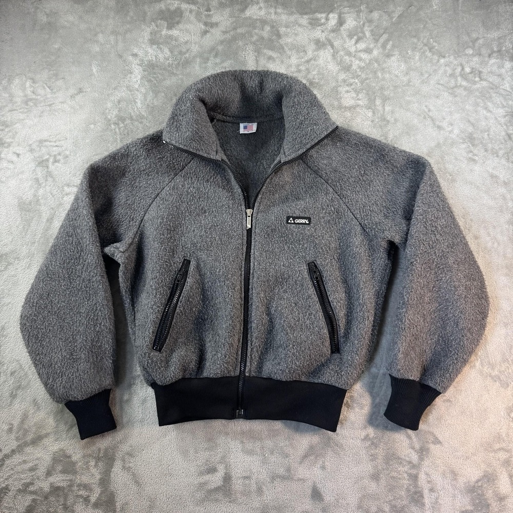 Vintage Gerry Jacket Mens Small Gray Fleece Bomber Made USA WT72 Outdoor Zip